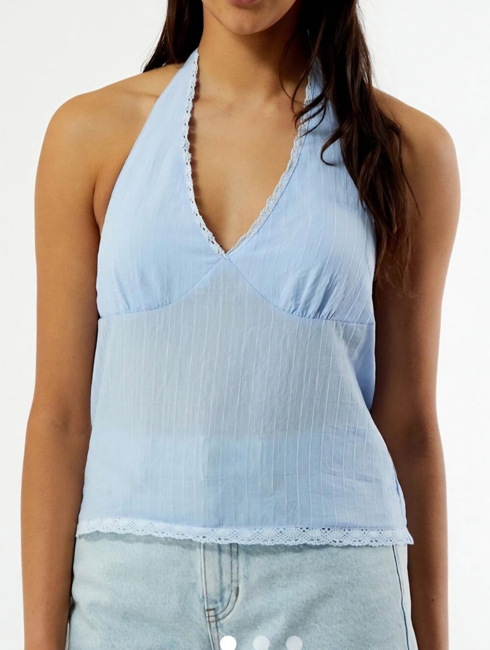 PacSun Light Blue Halter Lace-Trim Cami